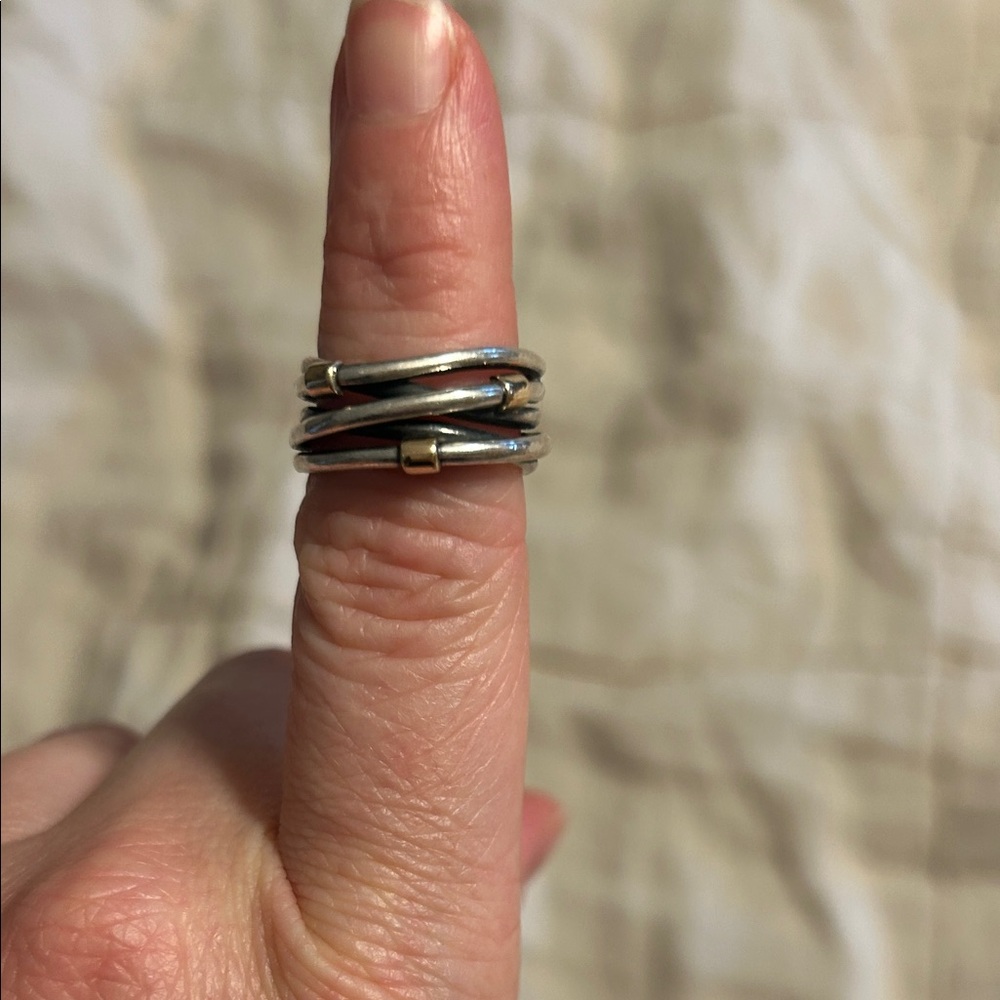Pandora Elegant Two-Tone Stacked Ring